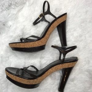 Ralph Lauren brown patent leather heels